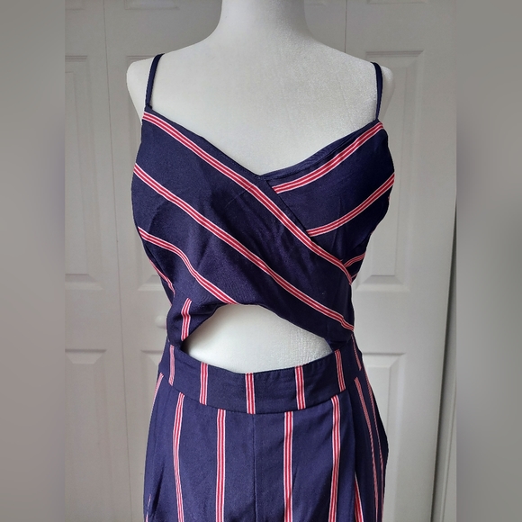 Japana Wide Leg Striped Jumpsuit cutout - Picture 3 of 7